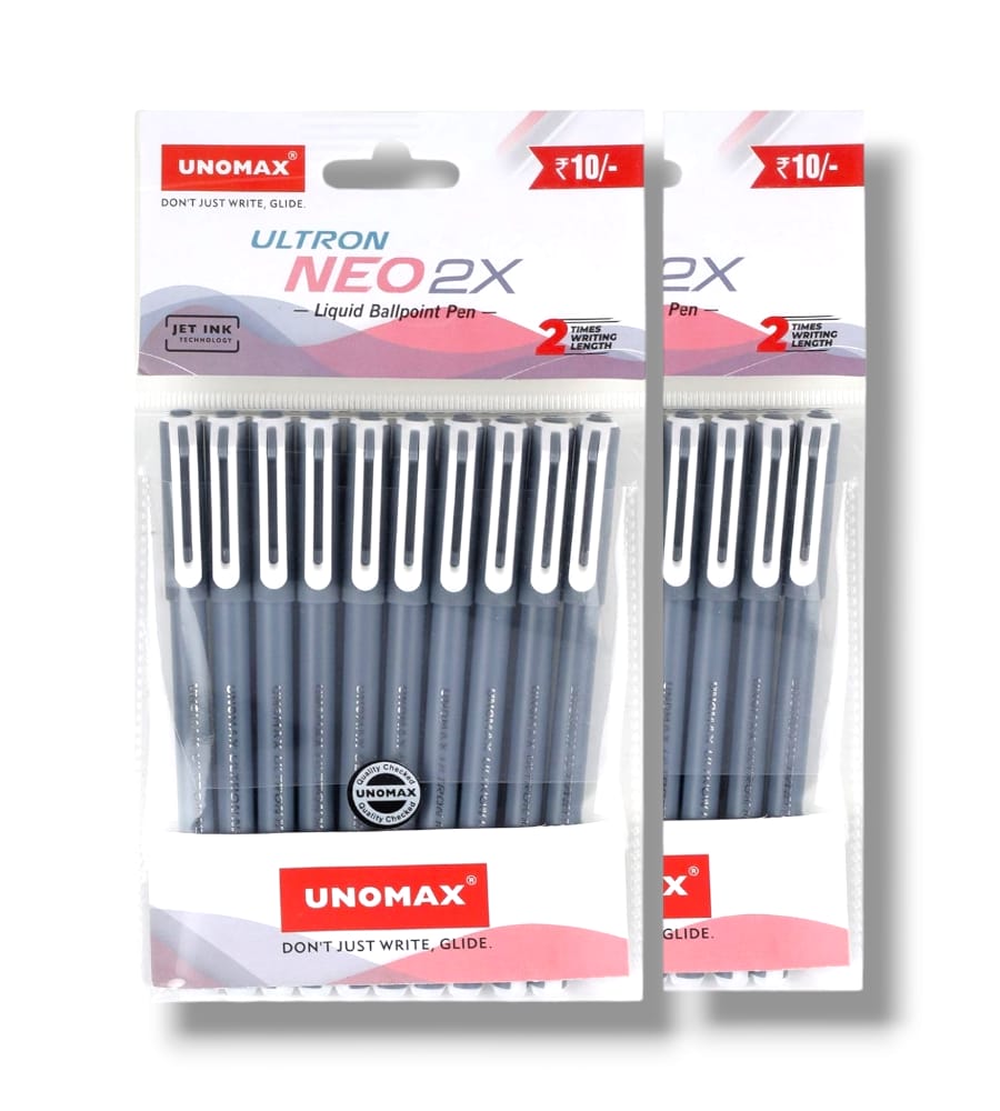 UNOMAX Ultron Neo 2X Liquid Ballpoint Pen – Black (Pack of 5)